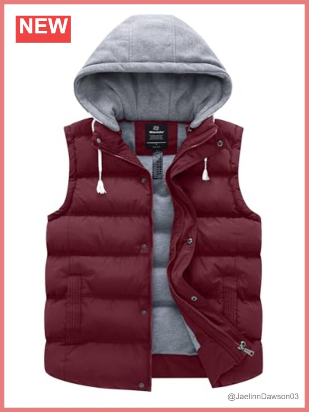 Quilted Puffer Vest Warm Winter Outerwear Hood